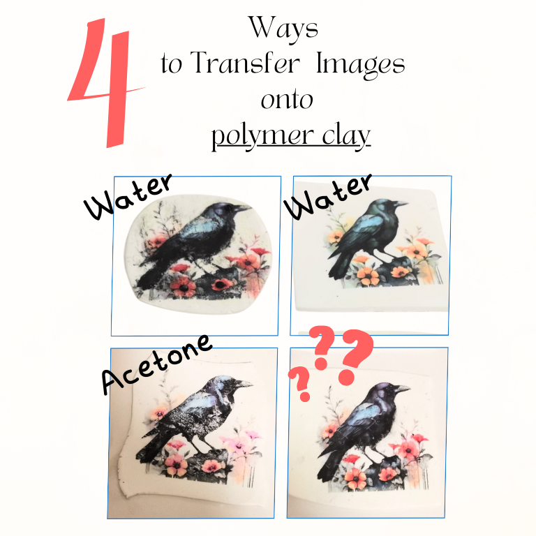 I'm testing 4 ways to transfer Laser printed images onto polymer clay and I'm comparing the drawbacks and the advantages of each technique